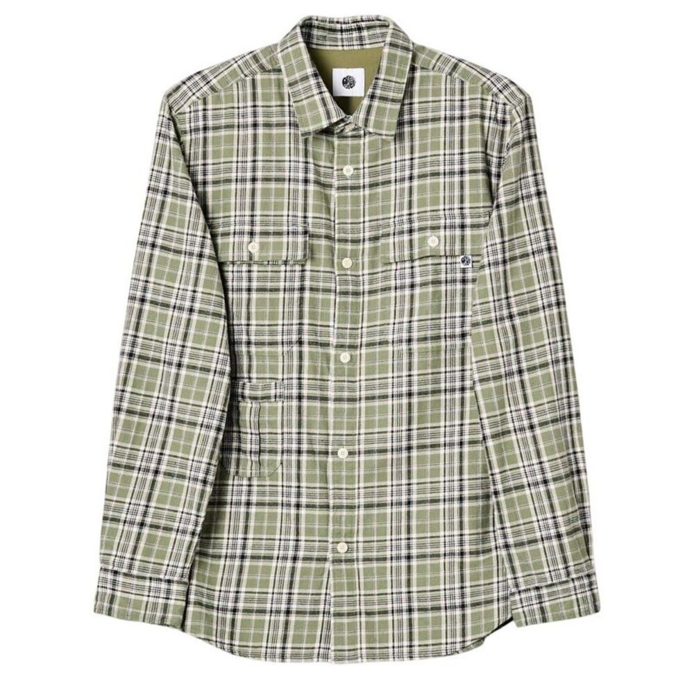 Pretty Green Mens Thornley Checked Long-Sleeved Shirt / Green